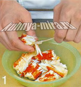 Гнезда из пасты с крабовым мясом