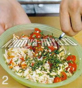 Гнезда из пасты с крабовым мясом