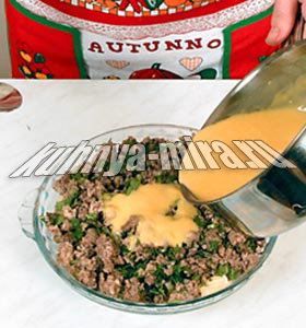 Запеканка из мясного фарша с зеленью, чесноком и макаронами 4